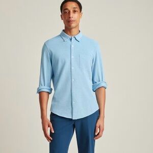 Bonobos Men’s Slim Fit 100% Cotton Knit Light Blue Oxford Shirt